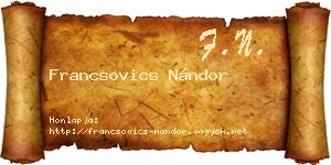 Francsovics Nándor névjegykártya